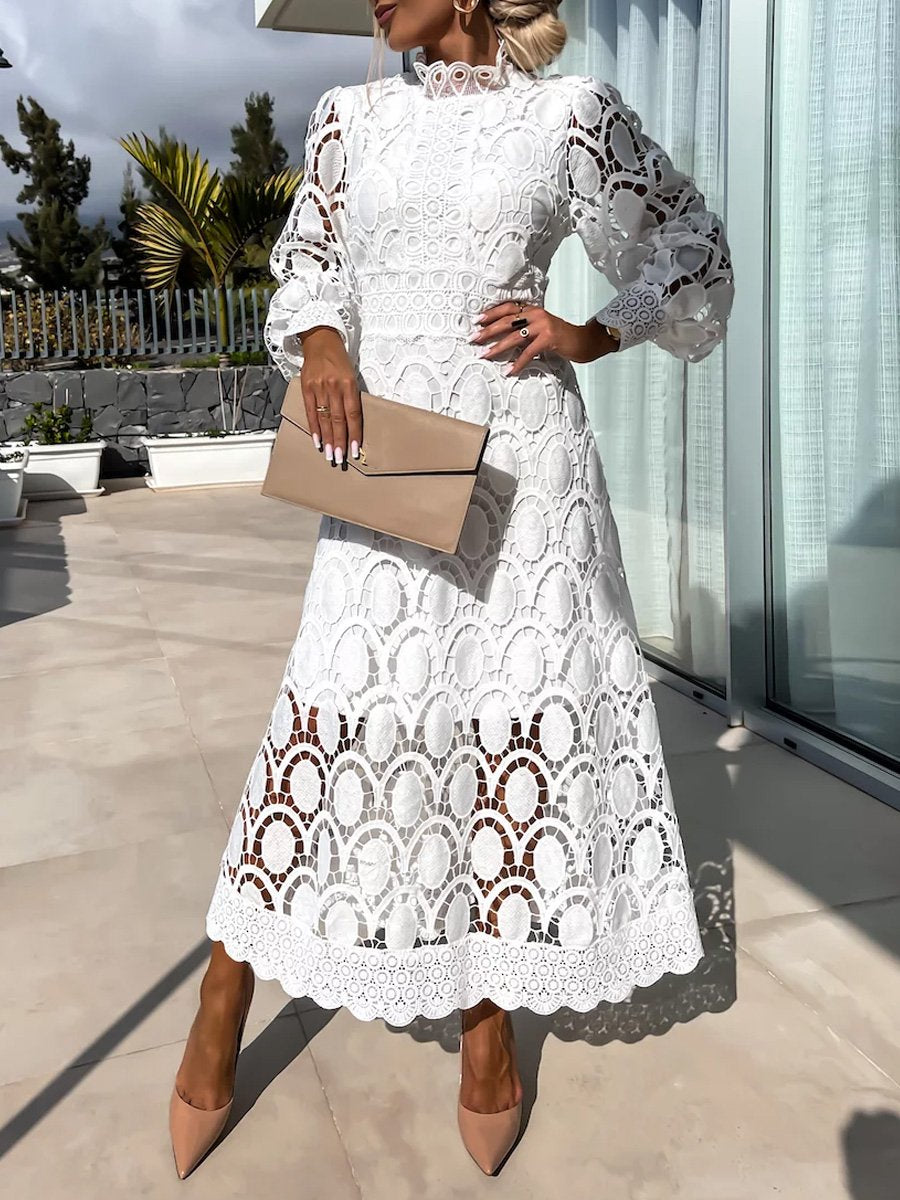 Lace Patchwork See-through Maxi Dress