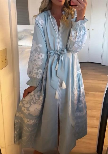 Long Sleeve Floral Midi Shirt