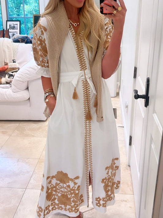 Short Sleeve Printed Casual Dress