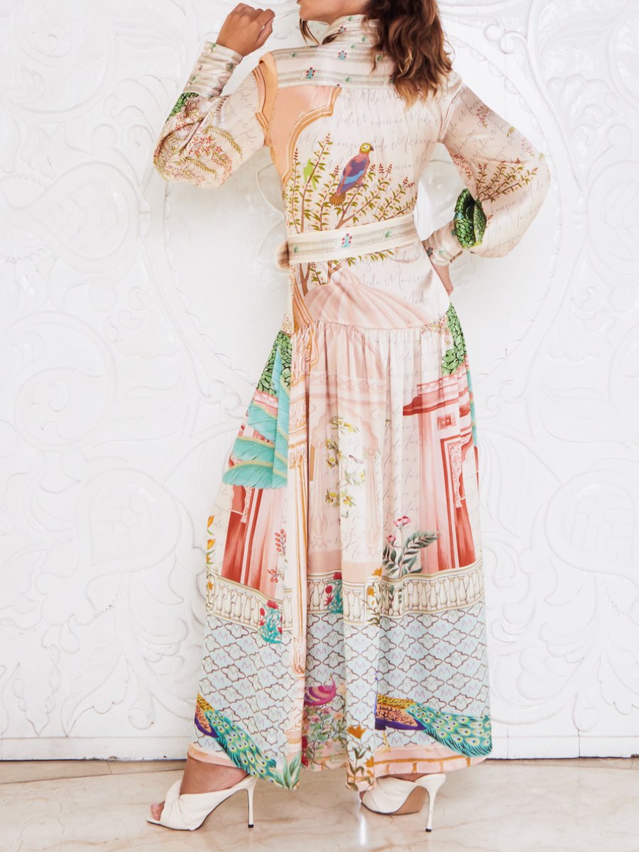 Stunning Peacock Print Shirt Dress