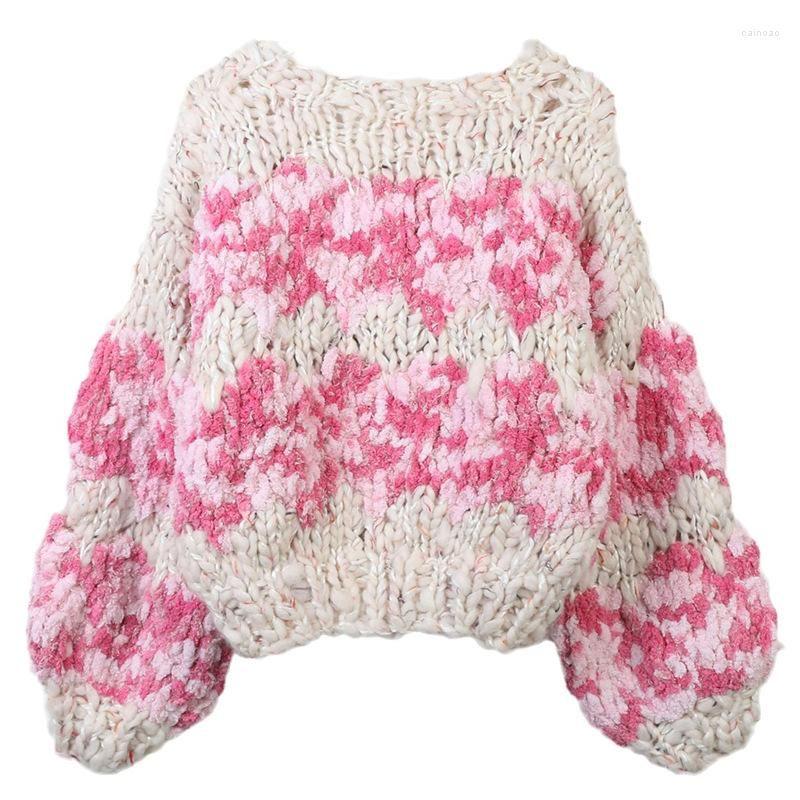 Knitted Flower Deco Long Sleeve Casual Cardigan