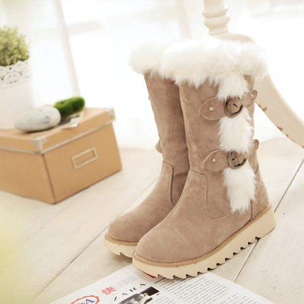 Women's Casual Thick Soled Furry Gear Sole Warm Cotton Boots