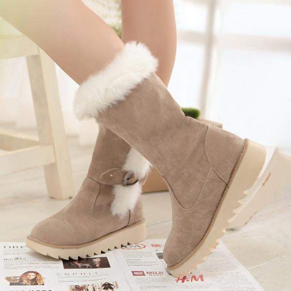 Women's Casual Thick Soled Furry Gear Sole Warm Cotton Boots