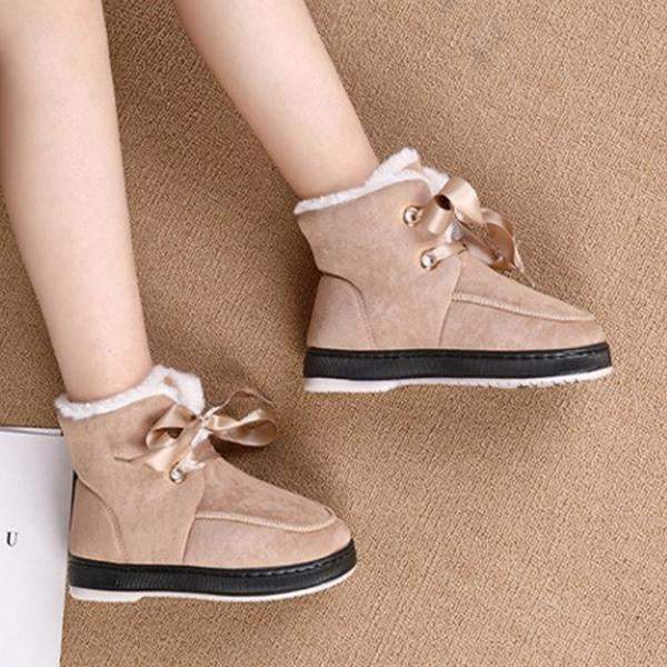 Women's Casual Flat Lace Up Snow Boots