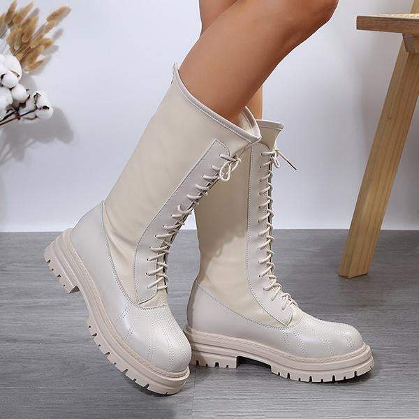 Women's Casual Lace-Up Thick Sole Long Boots