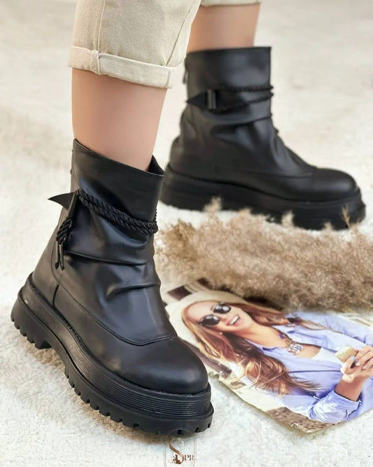 Women's Fashion Thick Zipper Ankle Boots