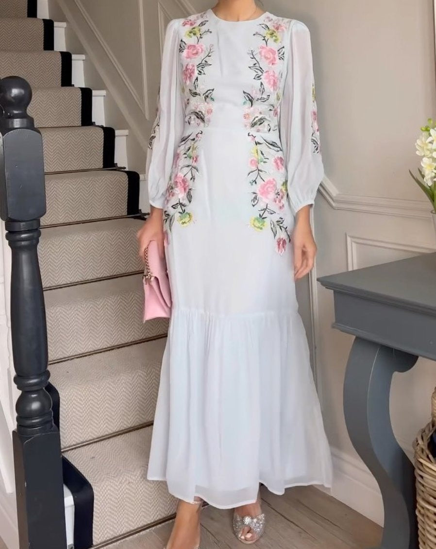 Floral Cut Out Back Midi Dress