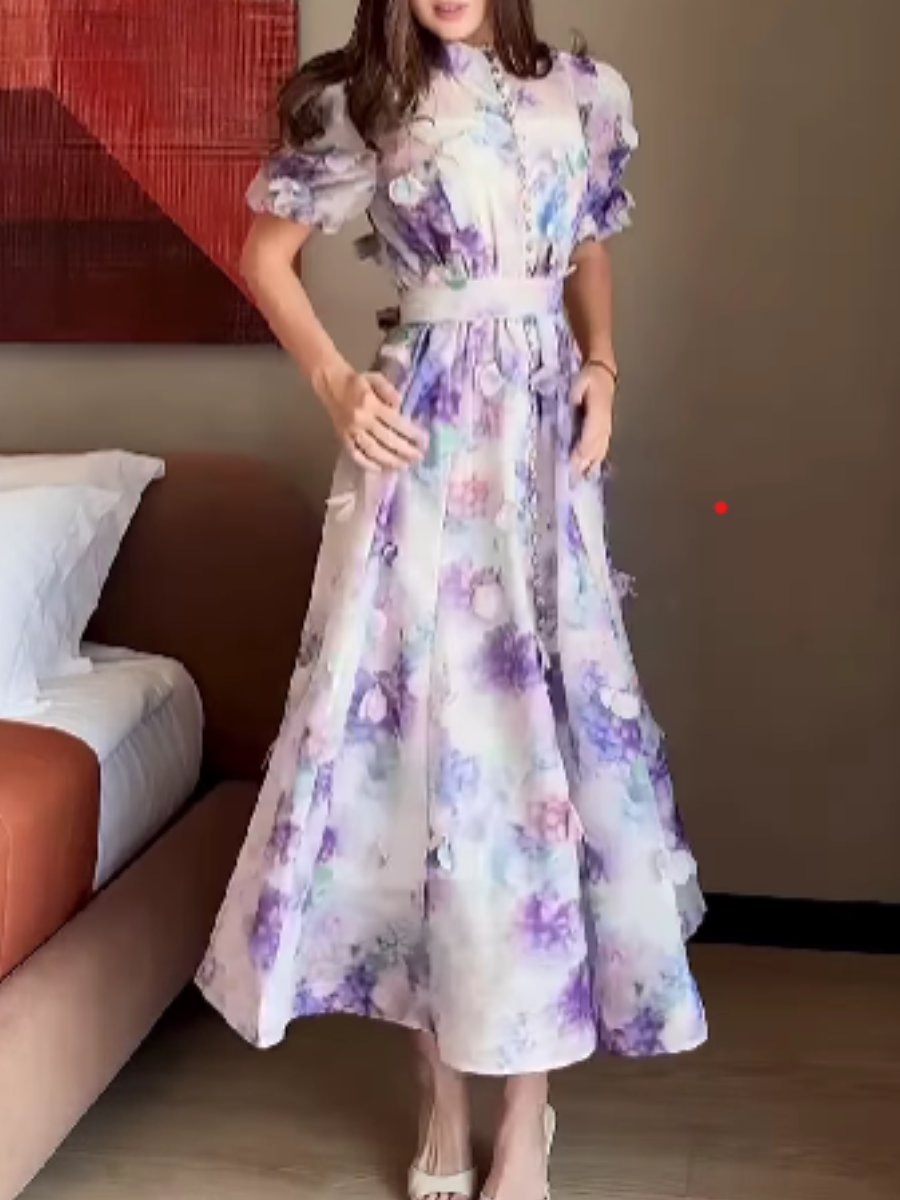 Printed Waisted Dress