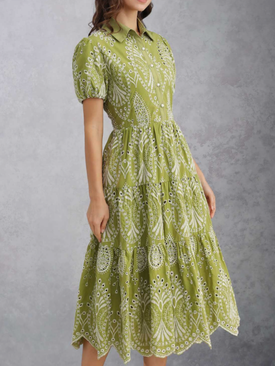 Printed Openwork Dress