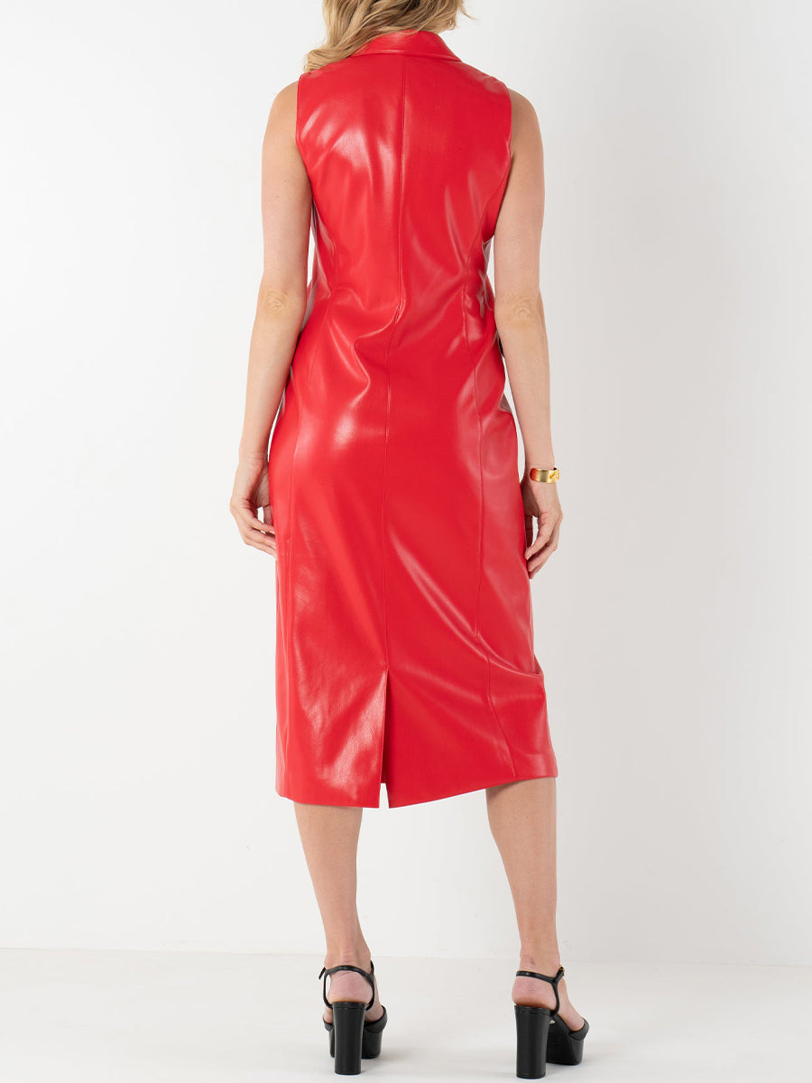 Notched Collar Double-breasted Dress