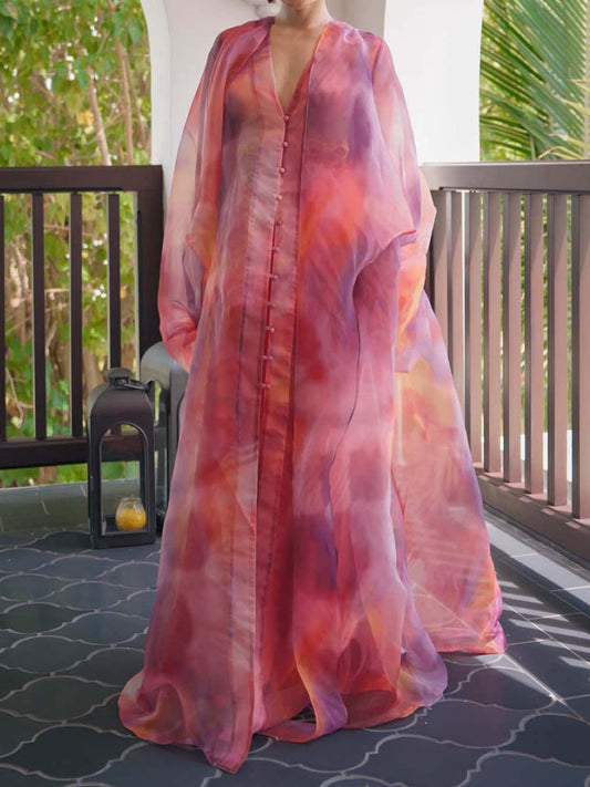 Elegant Printed Cardigan Robe