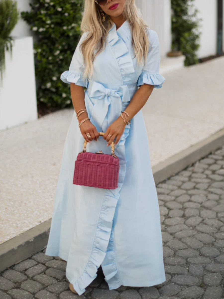 Solid Color Ruffled Waist Dress