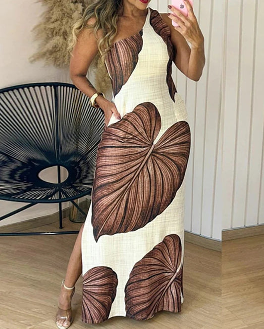 Summer Leaves Shoulder Dress