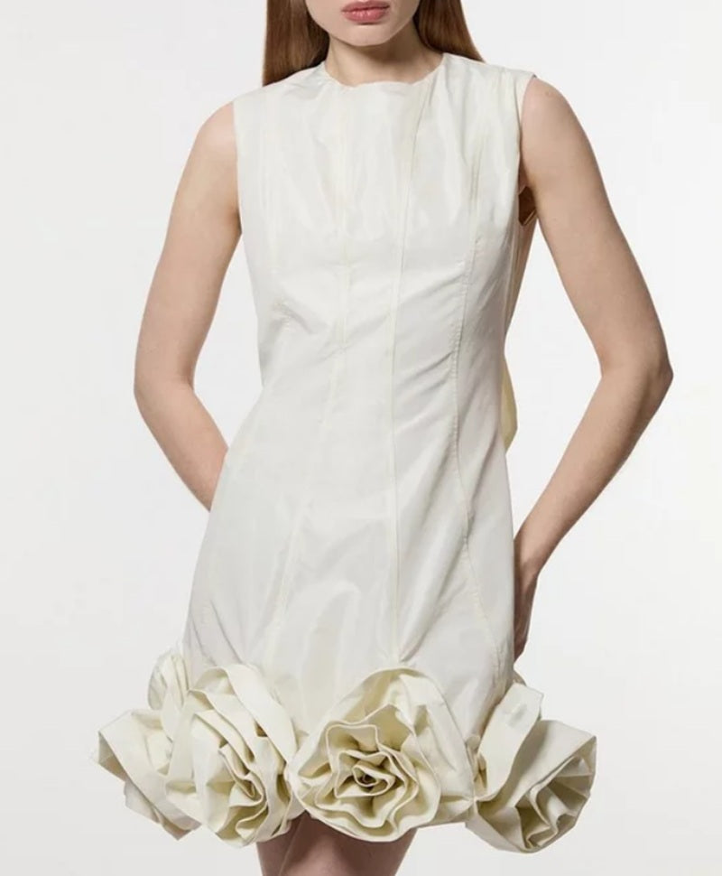 Rosette Woven Mini Dress With Bow Detail