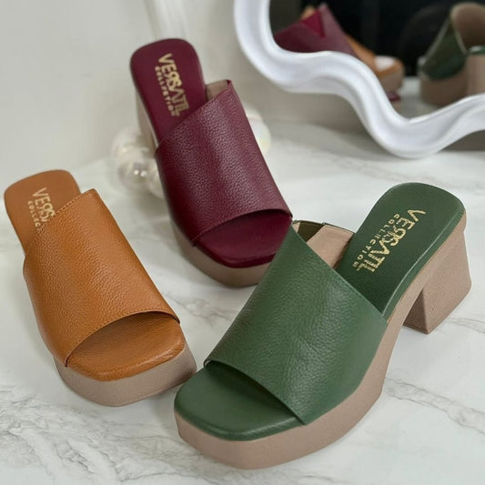 Sheepskin Chunky Heel Slippers