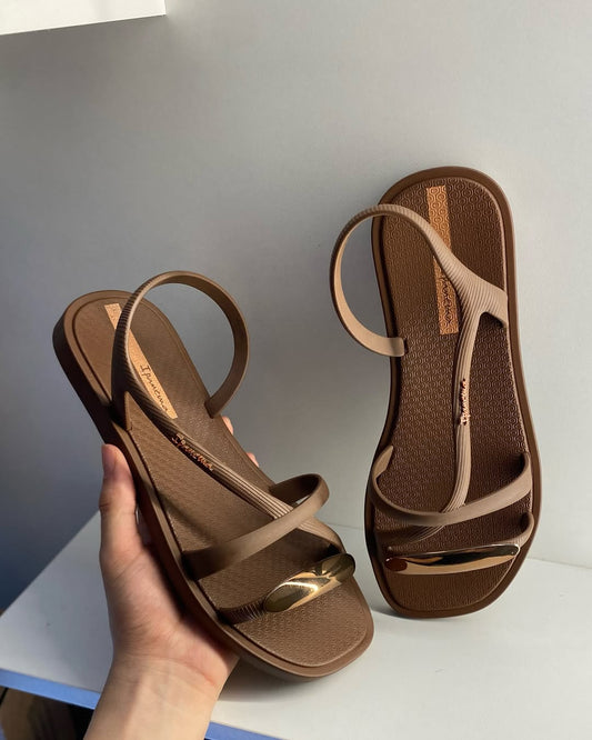 Cross-Strap Metallic Buckle Flat Sandals