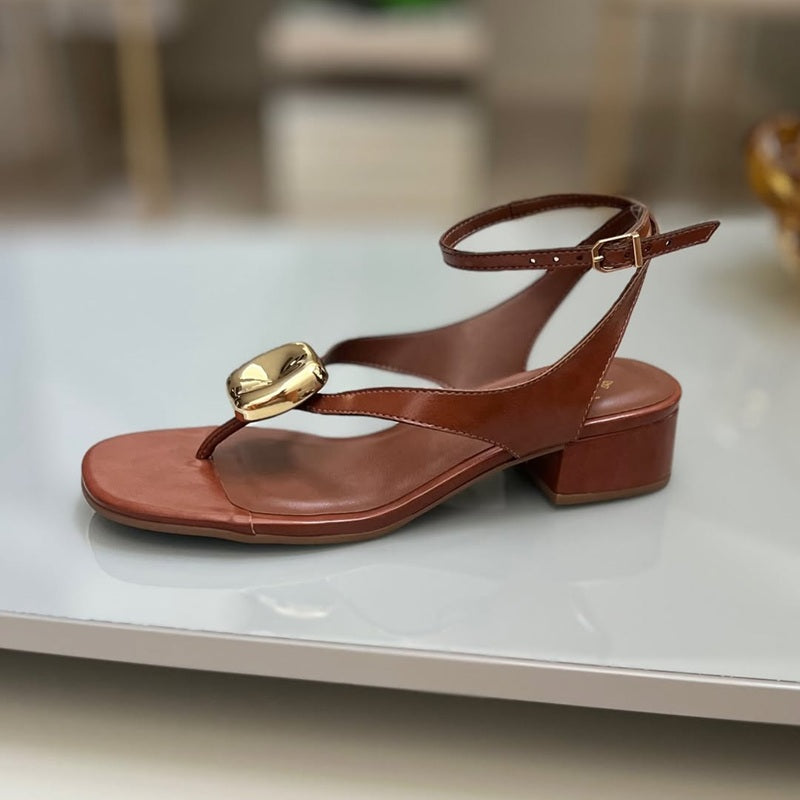 Metal Buckle Thong Sandals