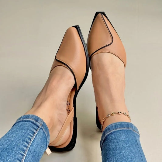 Point-toe Leather Fold-over Sandals