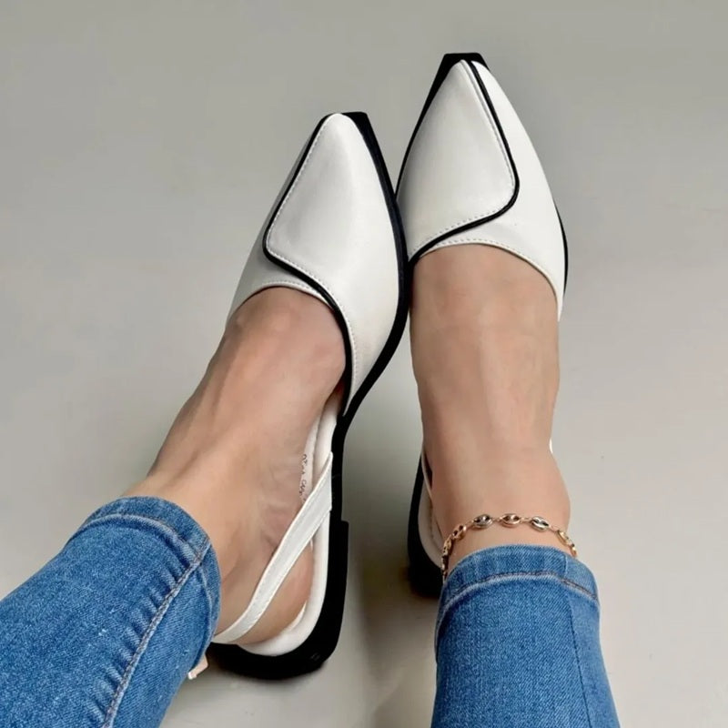 Point-toe Leather Fold-over Sandals