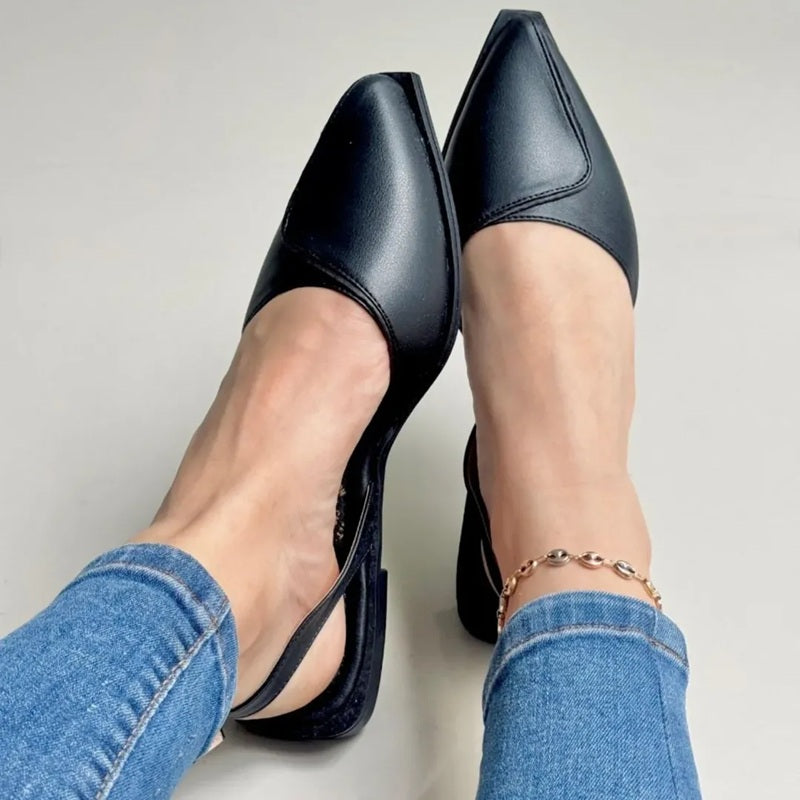 Point-toe Leather Fold-over Sandals