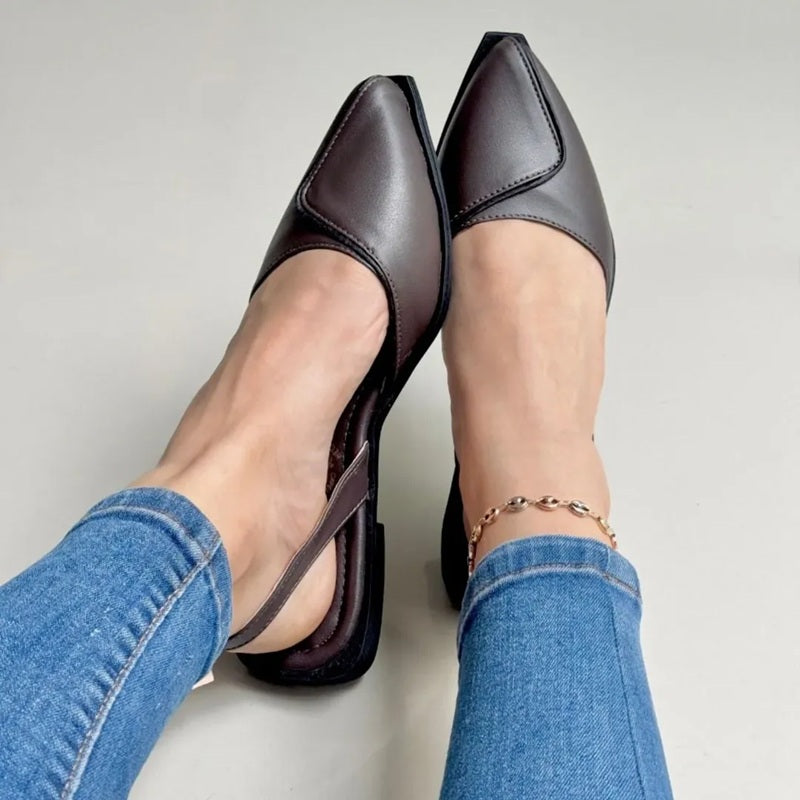 Point-toe Leather Fold-over Sandals