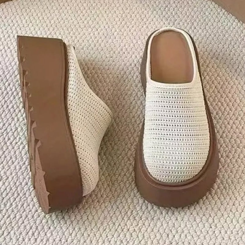 Mesh Breathable Platform Slippers