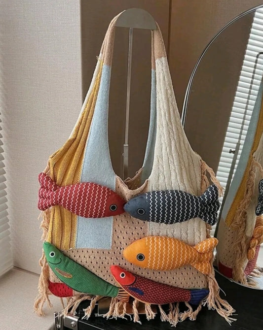 Colorful Fish Woven Bag