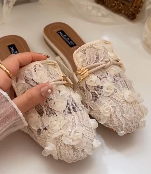 3D Flower Lace Slippers