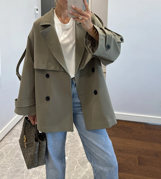 Oversized Drop Shoulder Trench Coat