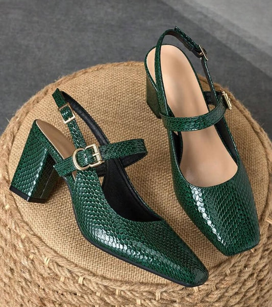 Snake-Print High-Heeled Sandals