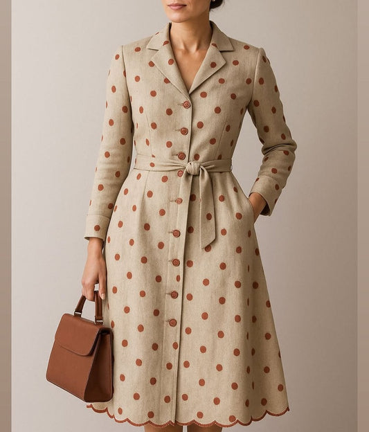 Polka Dot Long-Sleeve Shirt Dress