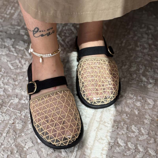 Hollowed Out Mesh Cover Slippers