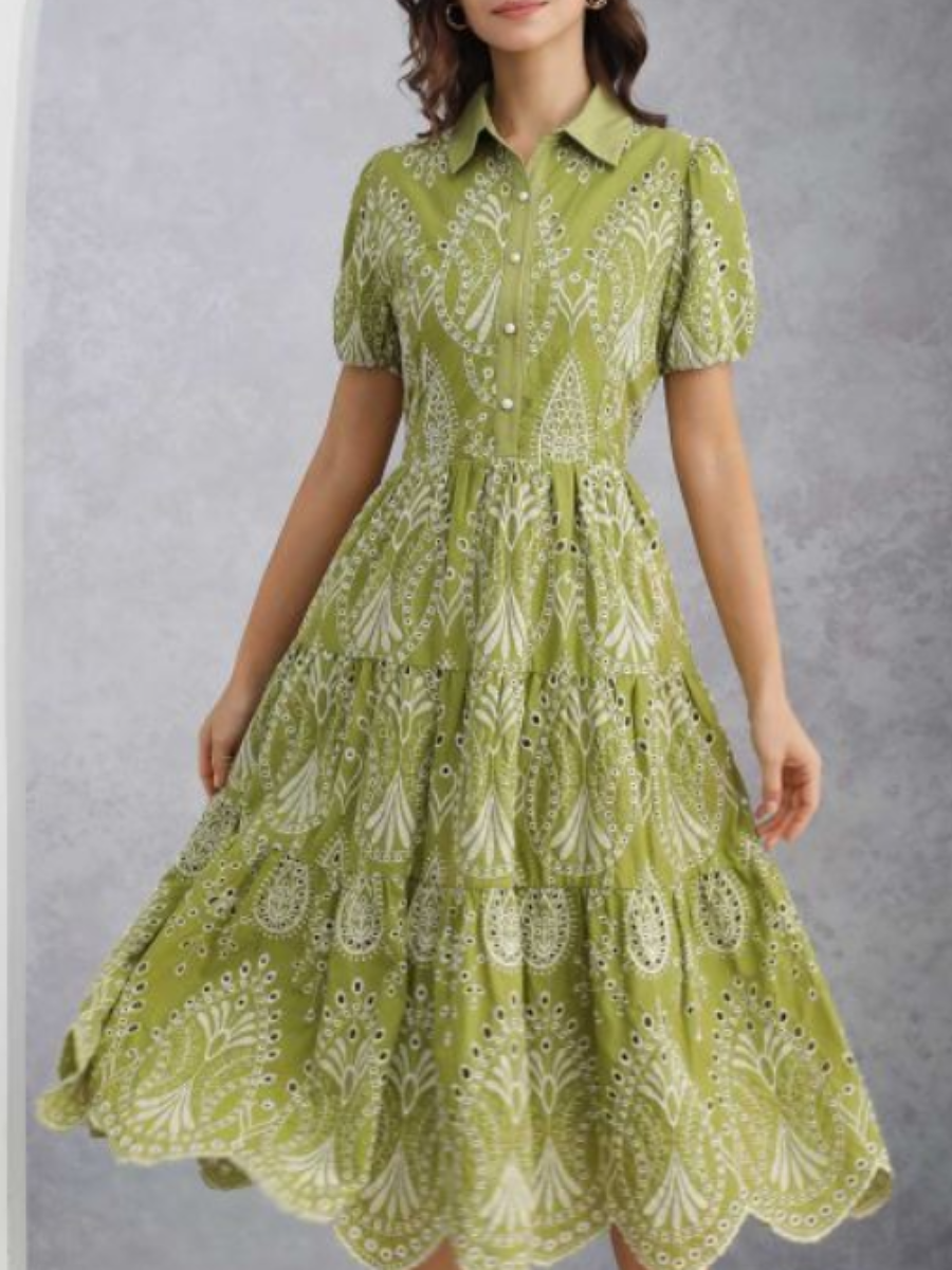Printed Openwork Dress