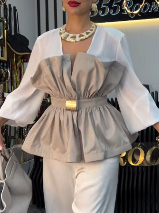 Contrast Waist Top