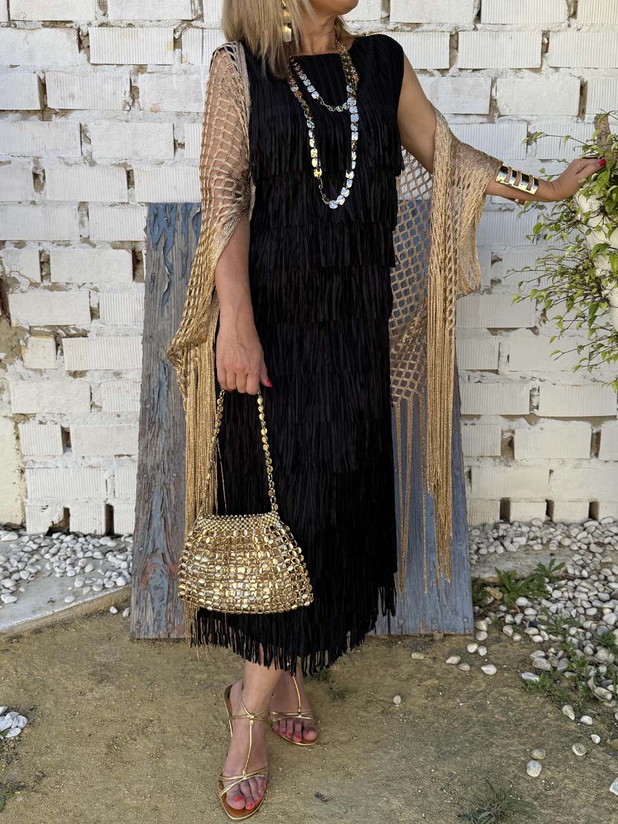 Elegant Casual Sleeveless Tassel Dress