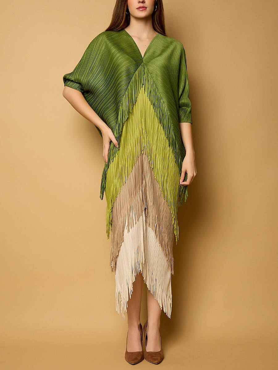 Fold Tassel Gradient Dress