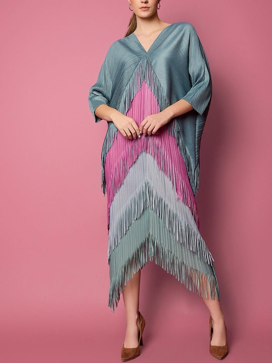 Fold Tassel Gradient Dress