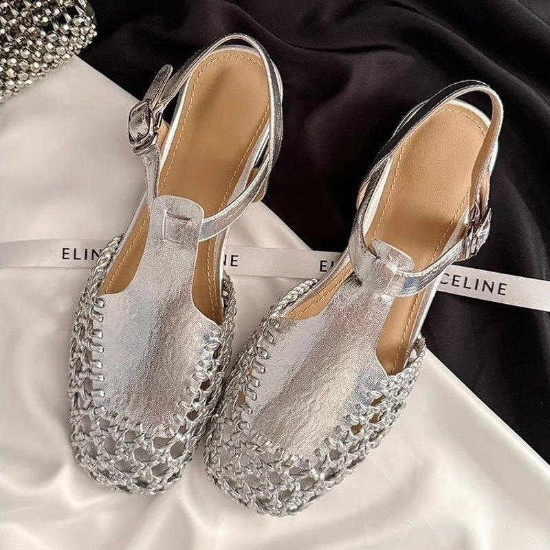 Summer Cut-out Woven Toe Sandals