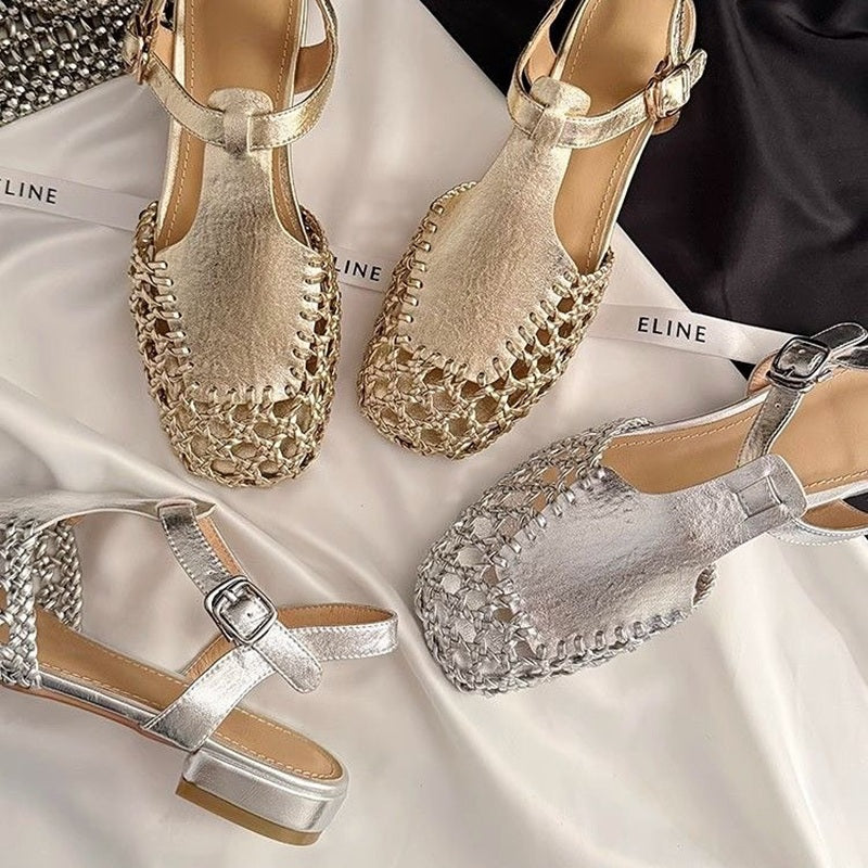 Summer Cut-out Woven Toe Sandals