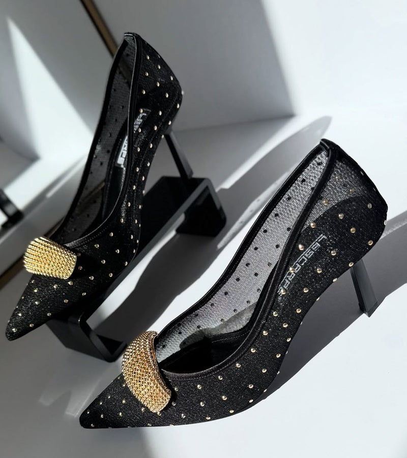 Lace Rhinestone Pumps