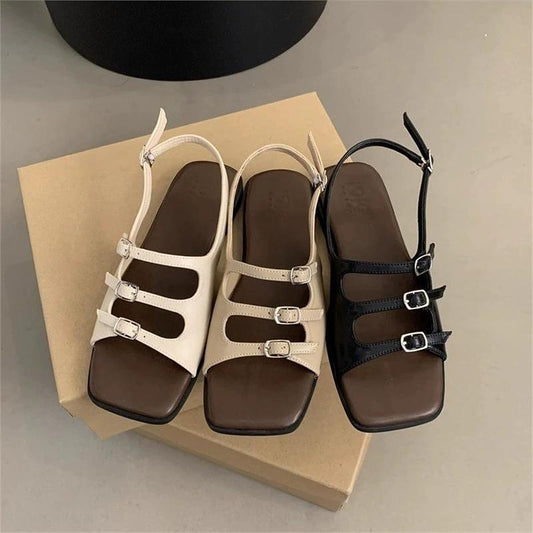 Square Toe Open-Toe Flat Sandals