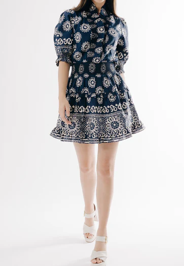 Elegant Navy Floral Mini Dress