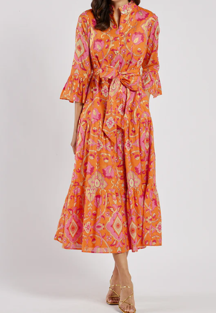 Hot Color Printed Midi Dress