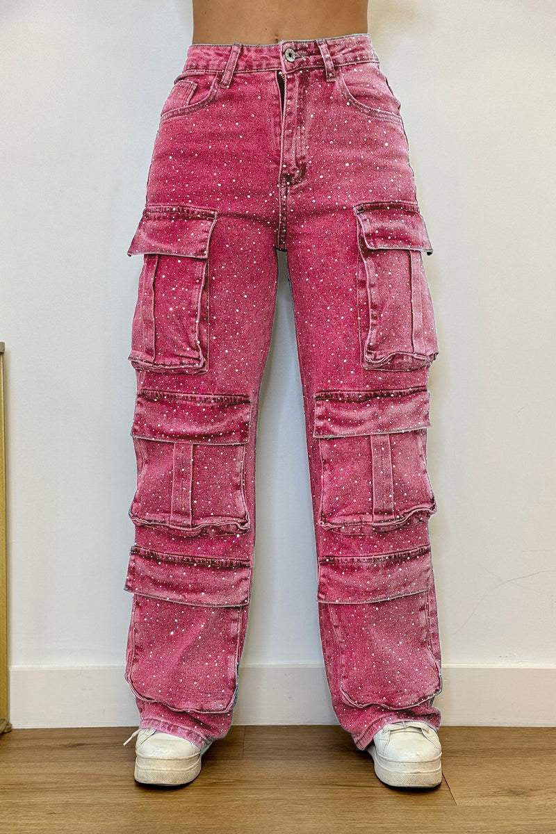 Street Style Pocket Diamond Casual Jeans