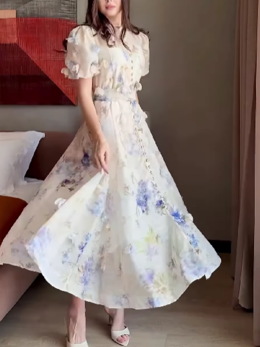 Printed Waisted Dress