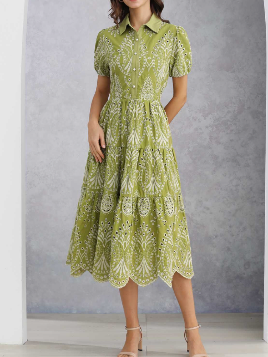 Printed Openwork Dress