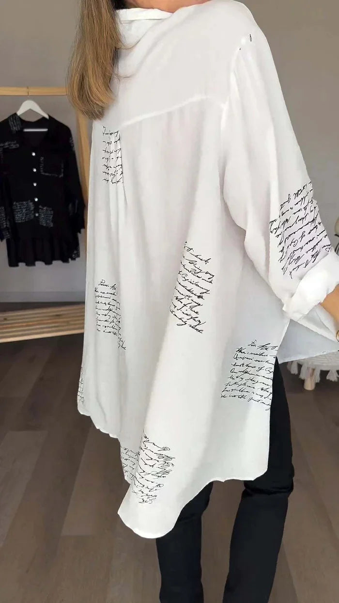 Letter Print Fashion Lapel Shirt